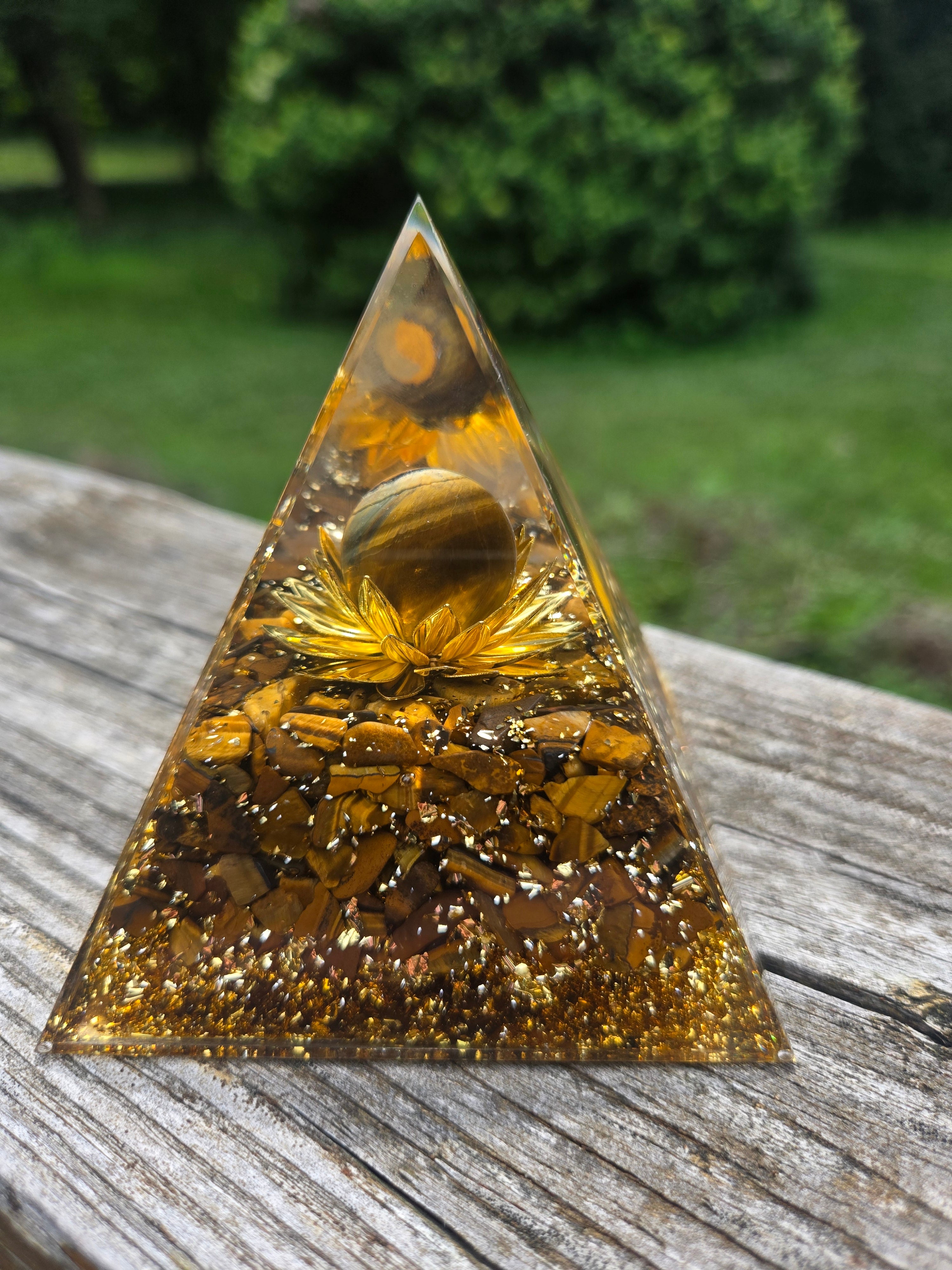 Tiger's Eye Resin Pyramid