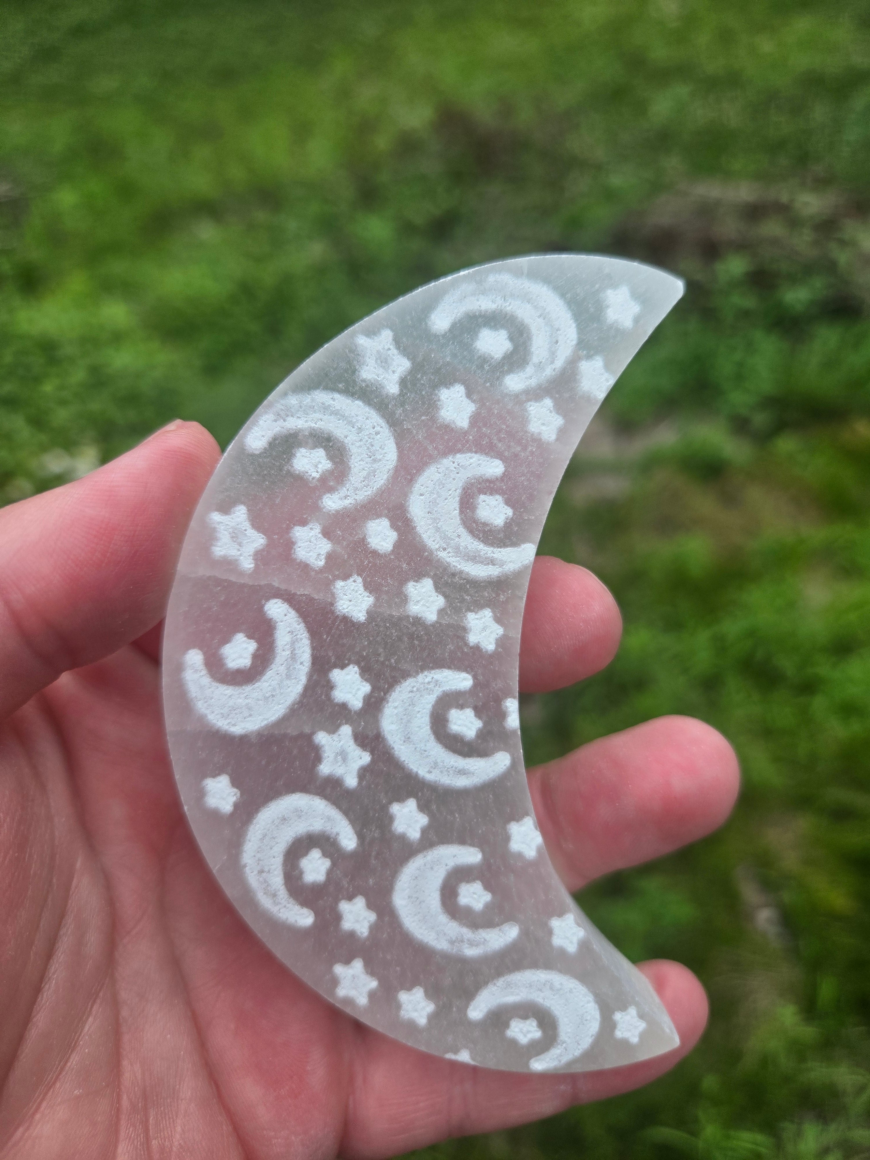 Etched Selenite Moons