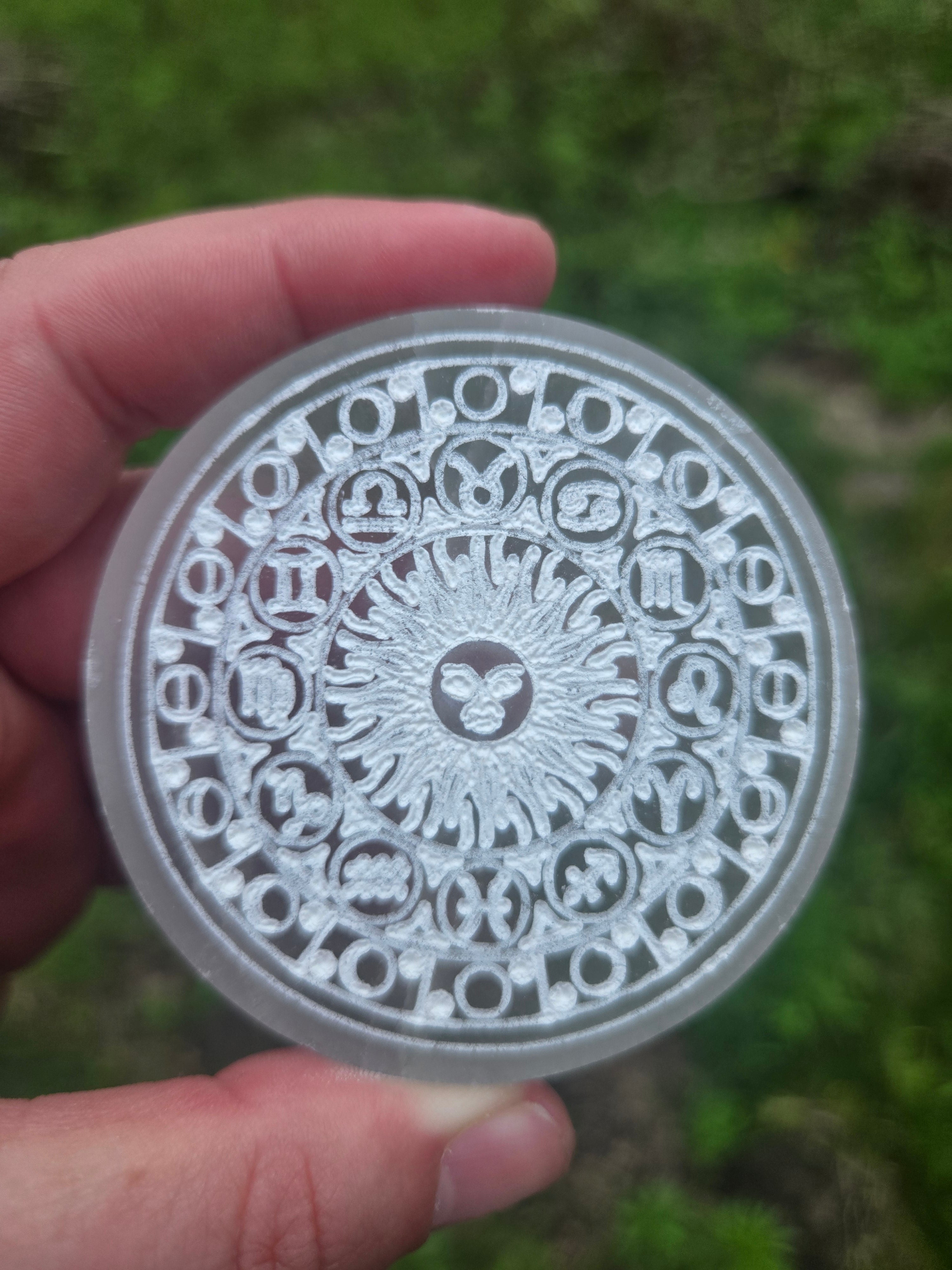 Zodiac and Moon Phase Selenite Slab